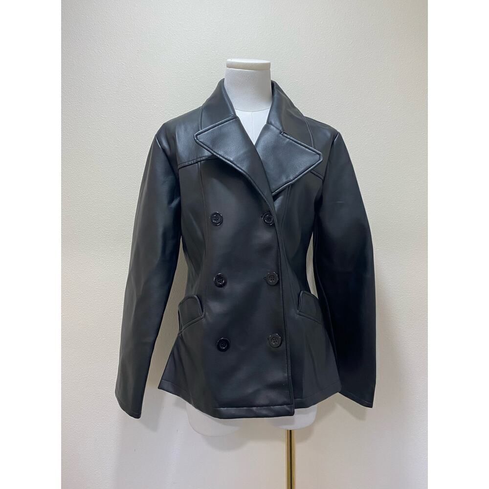 Outer Edge Y2K Vintage Faux Leather Jacket 2 Front Pockets Size S